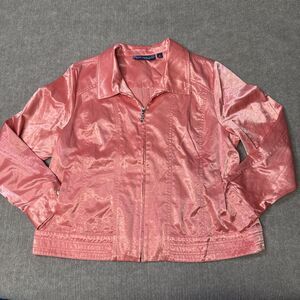 Susan Graver Style XL Coral Shimmer Zip Jacket Lightweight Layering Piece